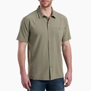 Kuhl Mens Khaki Short Sleeve Renegade Shirt Button Down Olive Sandy Grey Outdoor